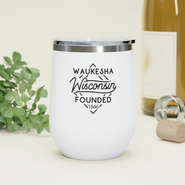 12oz wine tumbler for Waukesha, Wisconsin in context -White
