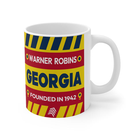 11oz Ceramic mug for Warner Robins, Georgia Side view