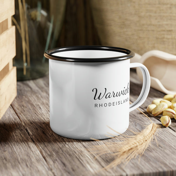 12oz enamel camp cup for Warwick, Rhode Island in context