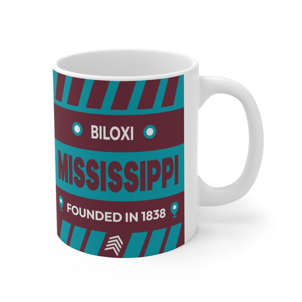 11oz Ceramic mug for Biloxi, Mississippi Side view