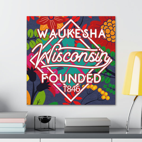 24x24 artwork of Waukesha, Wisconsin in context -Alpha design