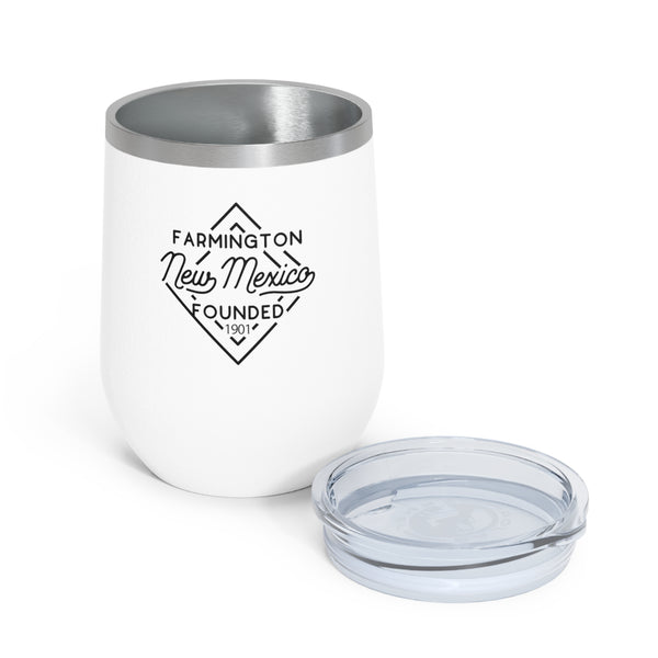 12oz wine tumbler for Farmington, New Mexico with lid off in White