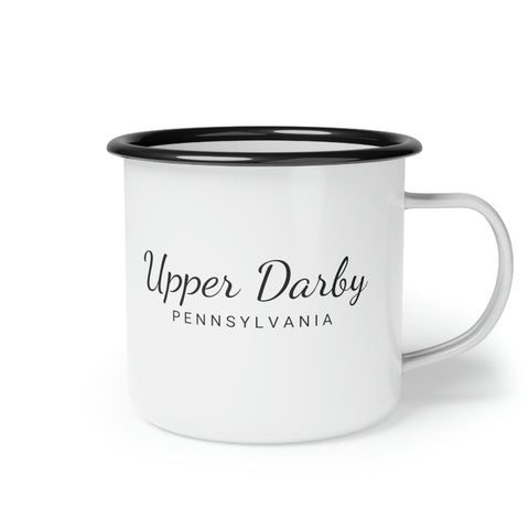 12oz enamel camp cup for Upper Darby, Pennsylvania Side view