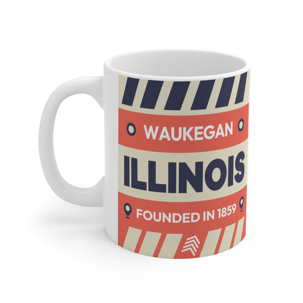 11oz Ceramic mug for Waukegan, Illinois Side view