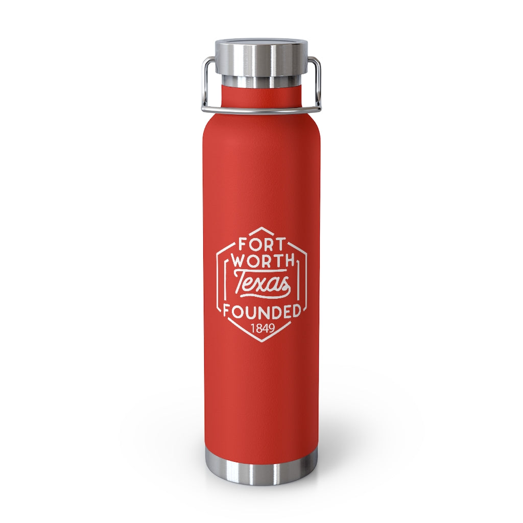 Fort Worth Texas Copper Vacuum Insulated Bottle in Red