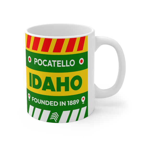 11oz Ceramic mug for Pocatello, Idaho Side view