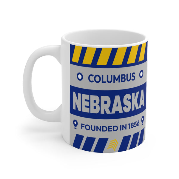11oz Ceramic mug for Columbus, Nebraska Side view