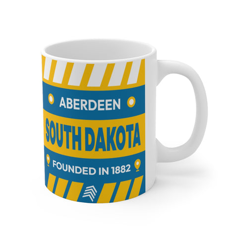 11oz Ceramic mug for Aberdeen, South Dakota Side view