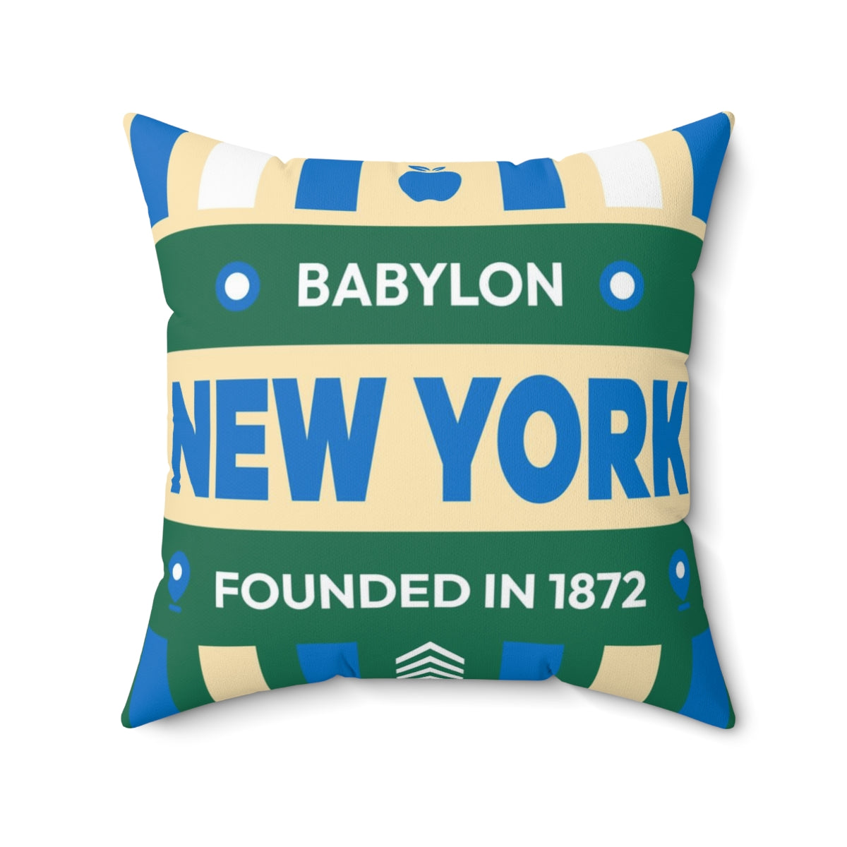 20"x20" pillow design for Babylon, New York Top view.