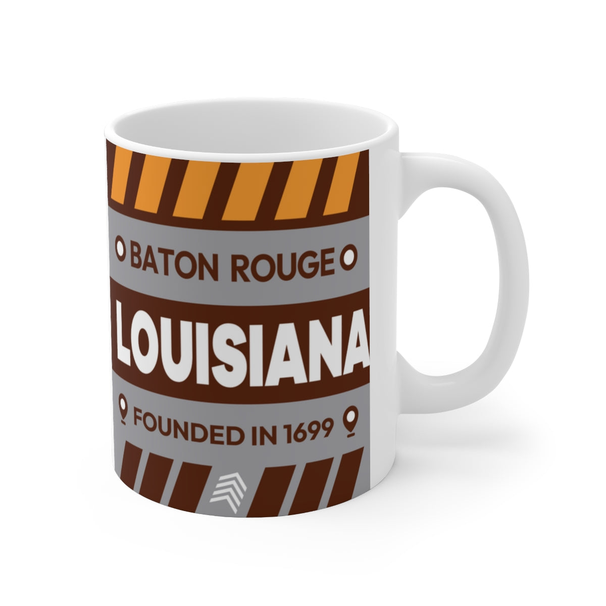 11oz Ceramic mug for Baton Rouge, Louisiana. Side view