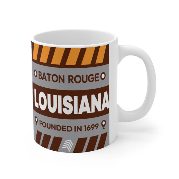 11oz Ceramic mug for Baton Rouge, Louisiana. Side view