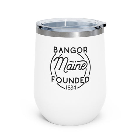 12oz wine tumbler for Bangor, Maine in White