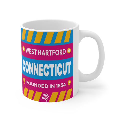11oz Ceramic mug for West Hartford, Connecticut Side view