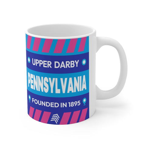 11oz Ceramic mug for Upper Darby, Pennsylvania Side view