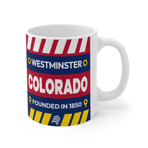 11oz Ceramic mug for Westminster, Colorado Side view