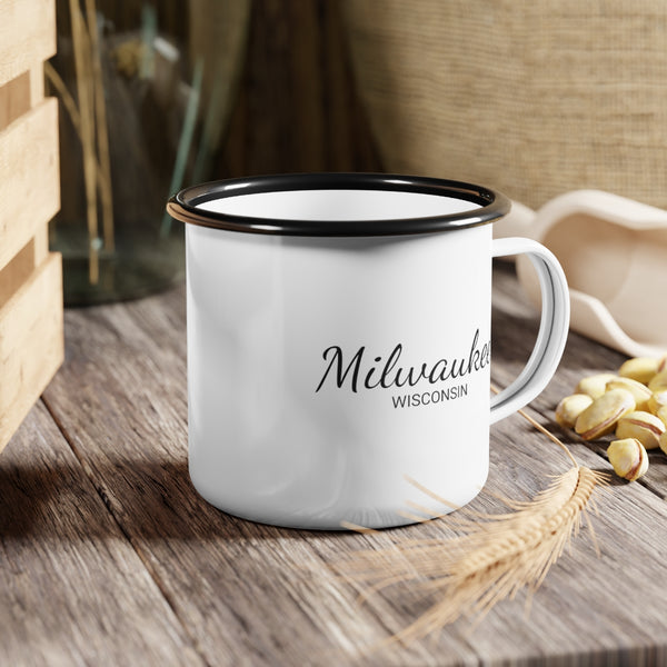 12oz enamel camp cup for Milwaukee, Wisconsin in context