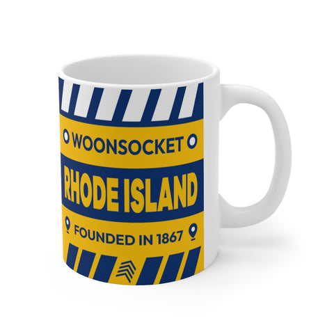 11oz Ceramic mug for Woonsocket, Rhode Island Side view