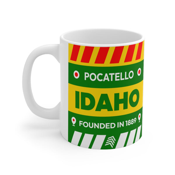 11oz Ceramic mug for Pocatello, Idaho Side view