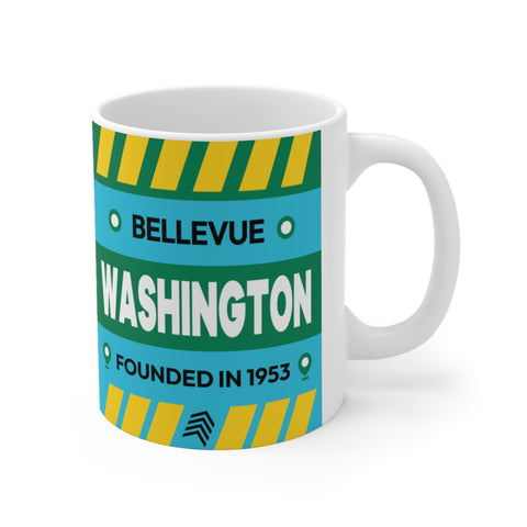 11oz Ceramic mug for Bellevue, Washington Side view