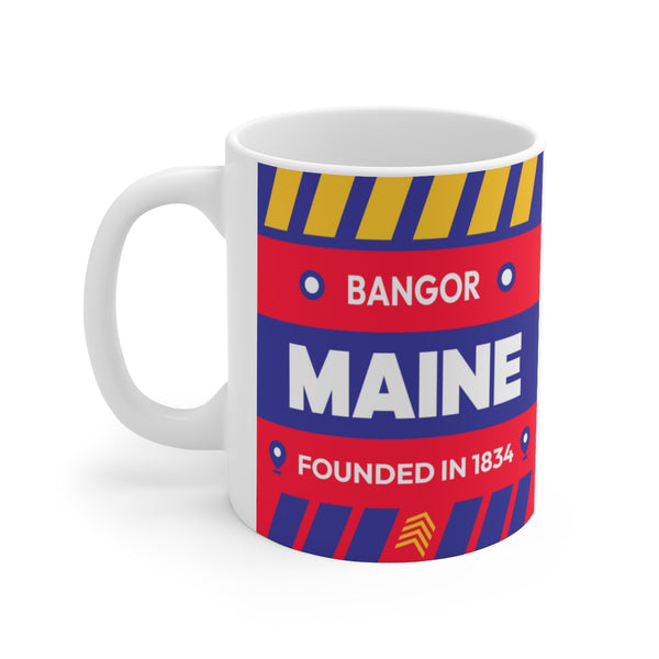 11oz Ceramic mug for Bangor, Maine Side view