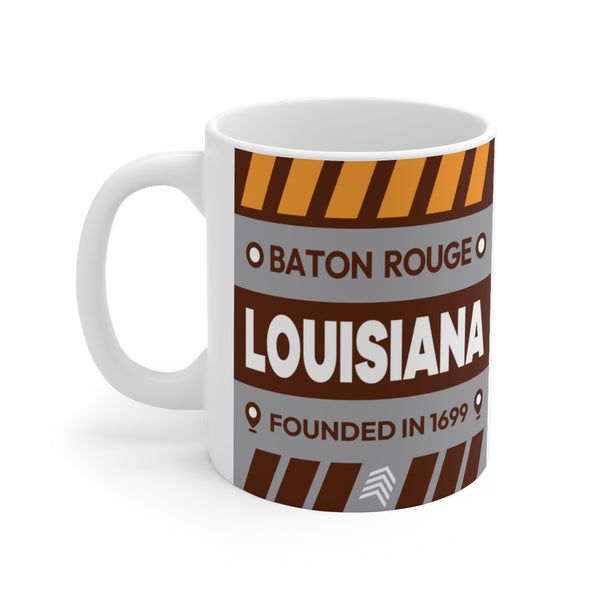 11oz Ceramic mug for Baton Rouge, Louisiana. Side view