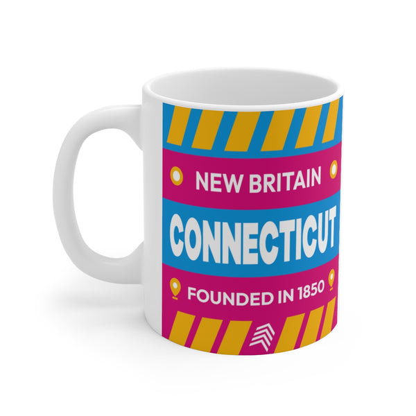 11oz Ceramic mug for New Britain, Connecticut Side view