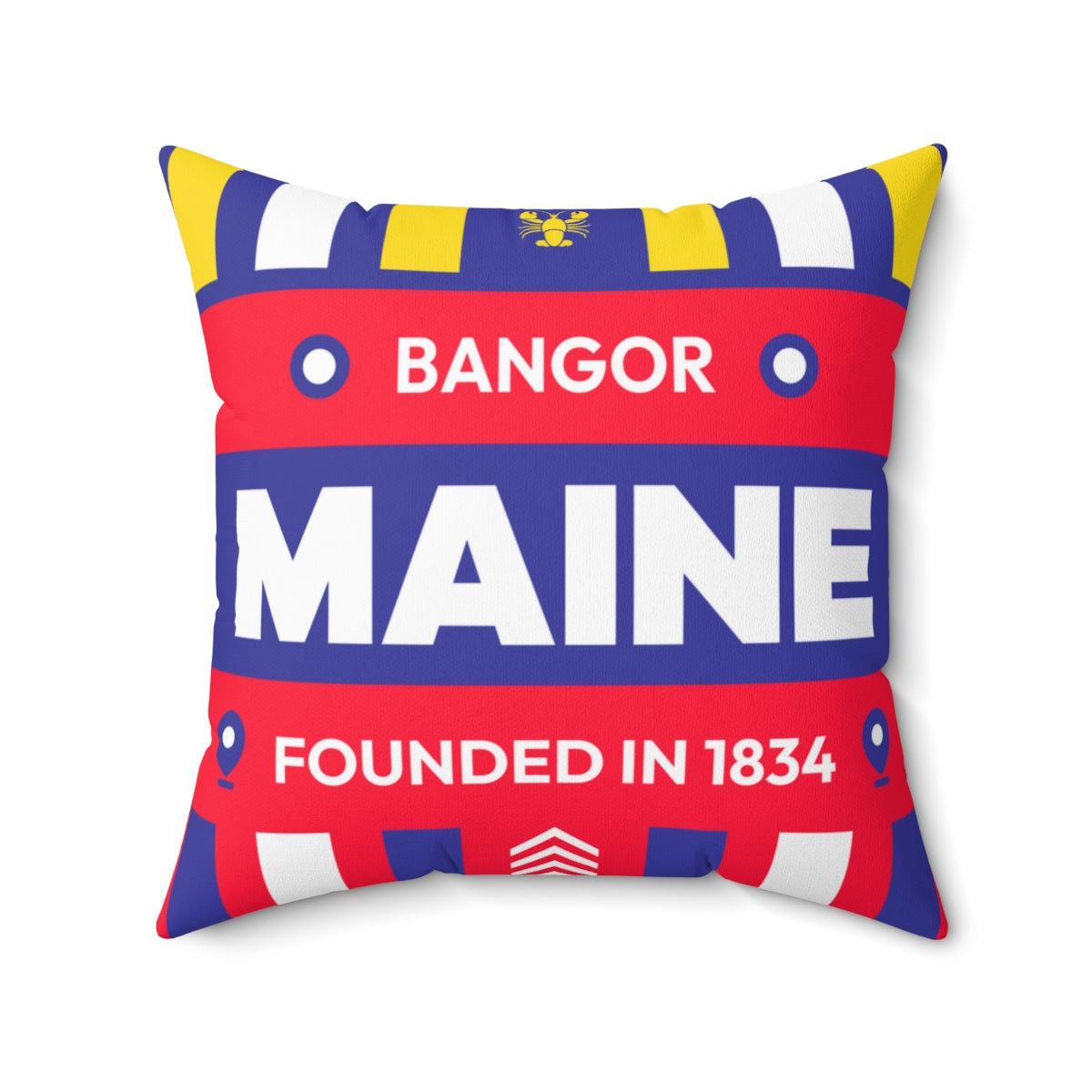 20"x20" pillow design for Bangor, Maine Top view.