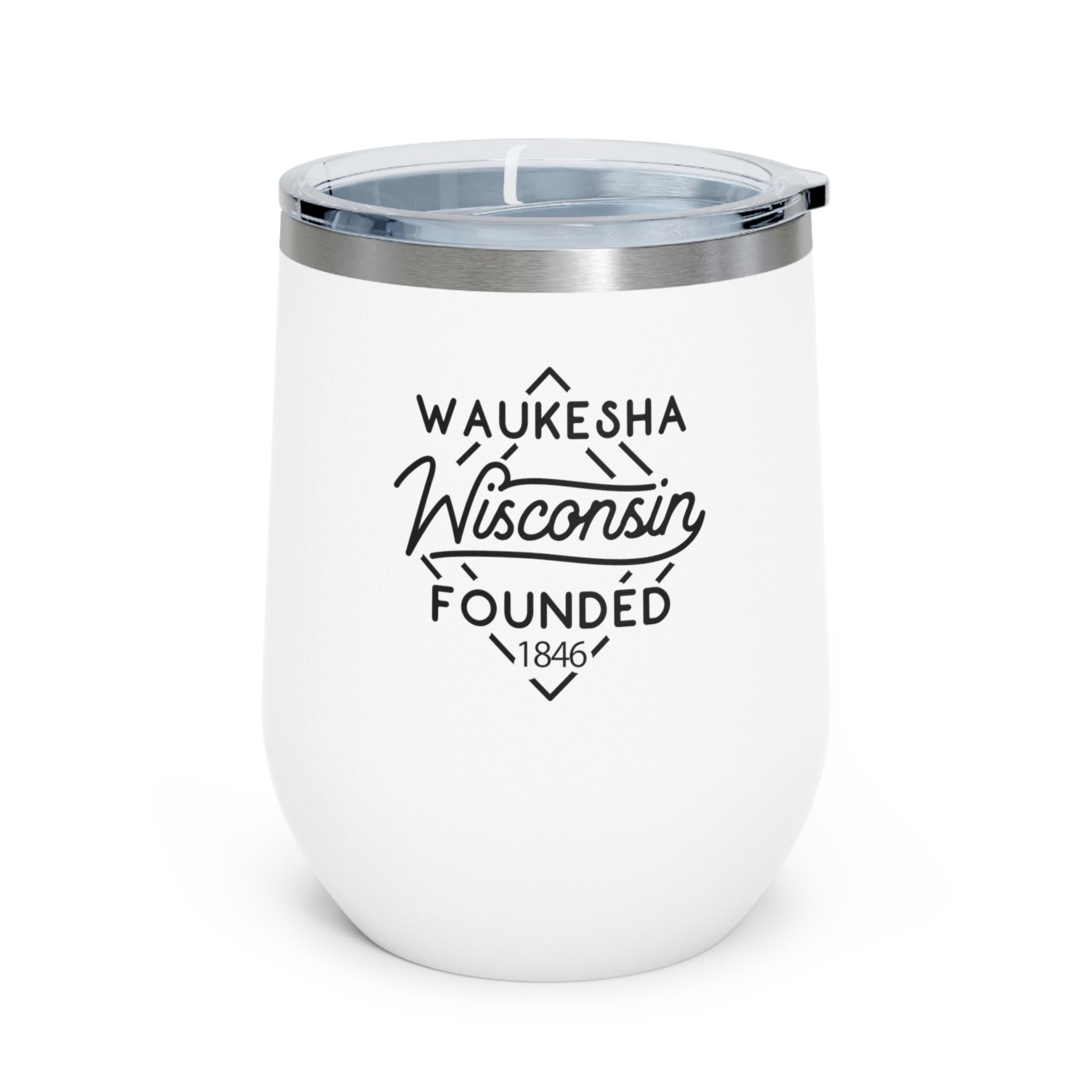 12oz wine tumbler for Waukesha, Wisconsin in White