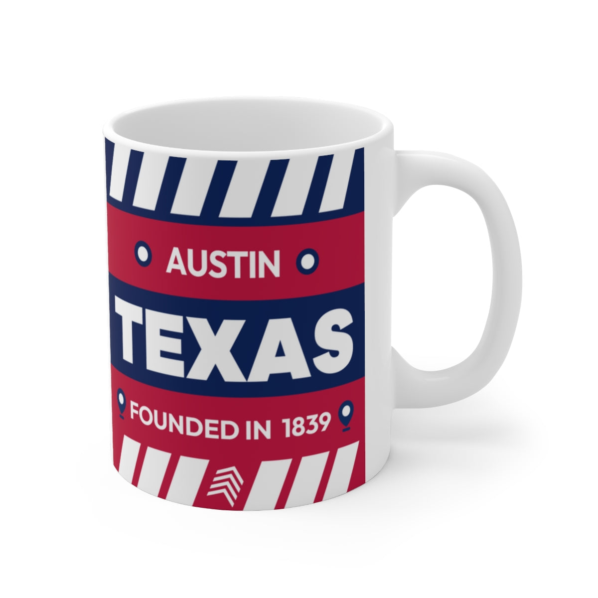 11oz Ceramic mug for Austin, Texas Side view