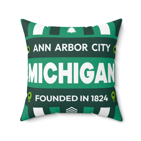20"x20" pillow design for Ann Arbor City, Michigan Top view.