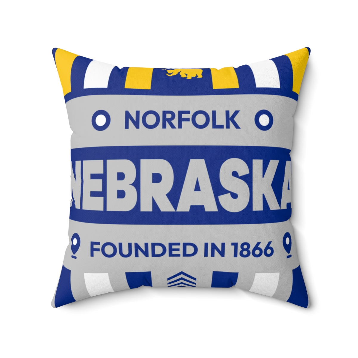 20"x20" pillow design for Norfolk, Nebraska Top view.