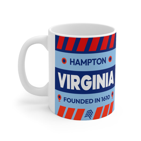 11oz Ceramic mug for Hampton, Virginia Side view