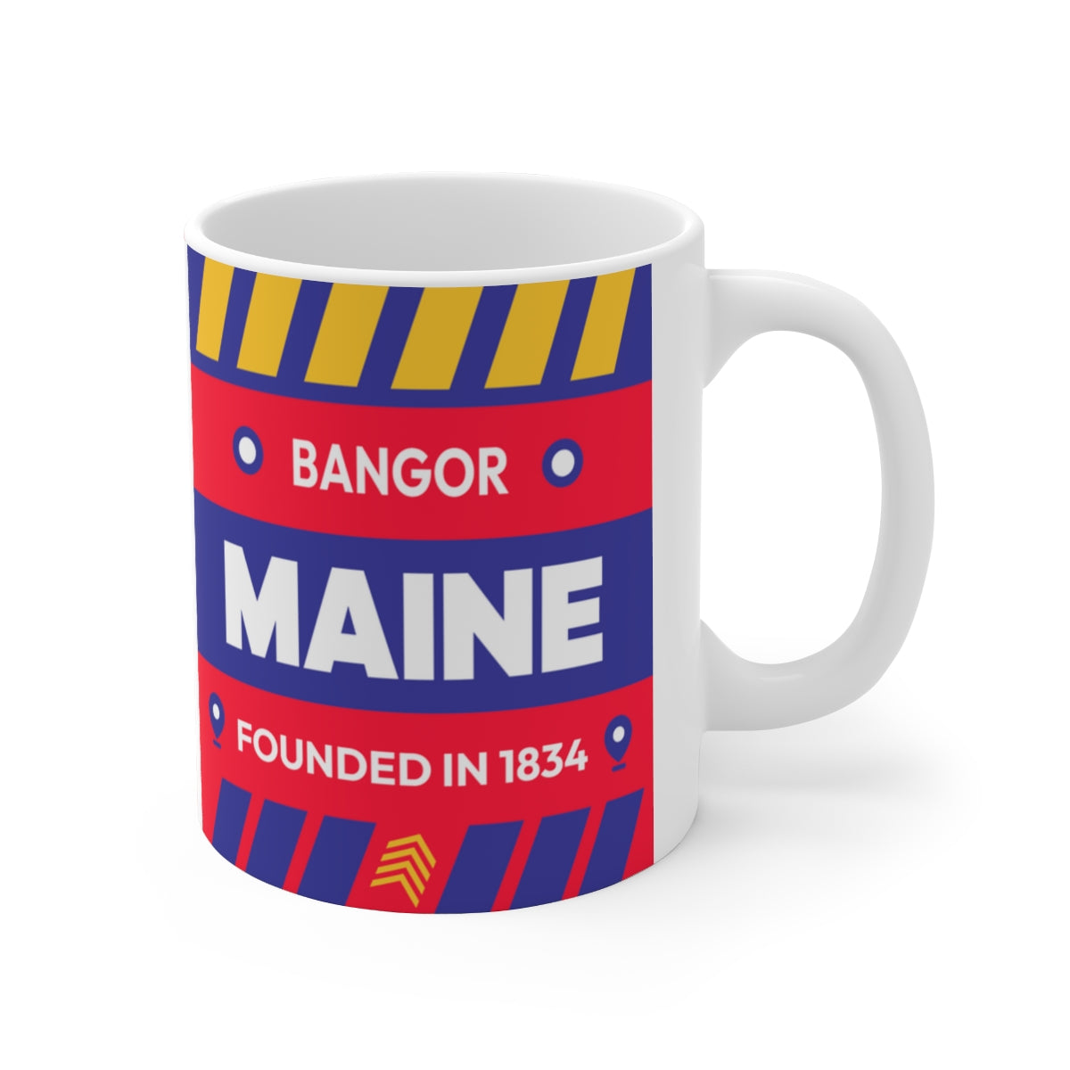 11oz Ceramic mug for Bangor, Maine Side view