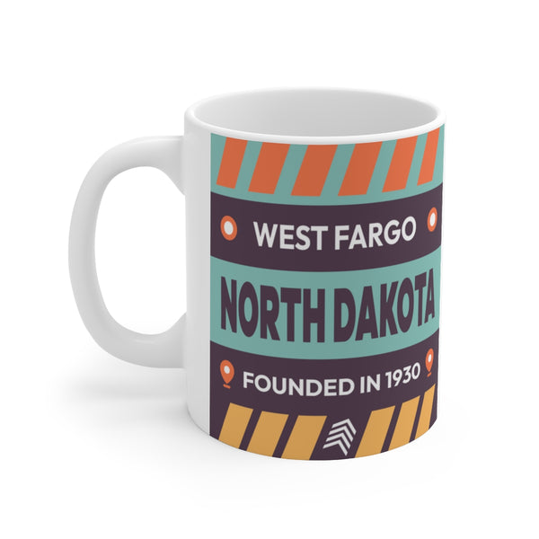 11oz Ceramic mug for West Fargo, North Dakota Side view