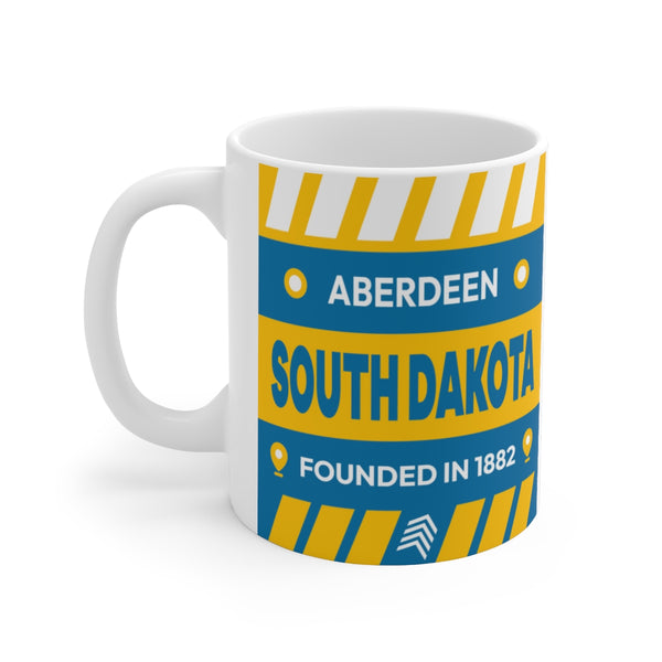 11oz Ceramic mug for Aberdeen, South Dakota Side view