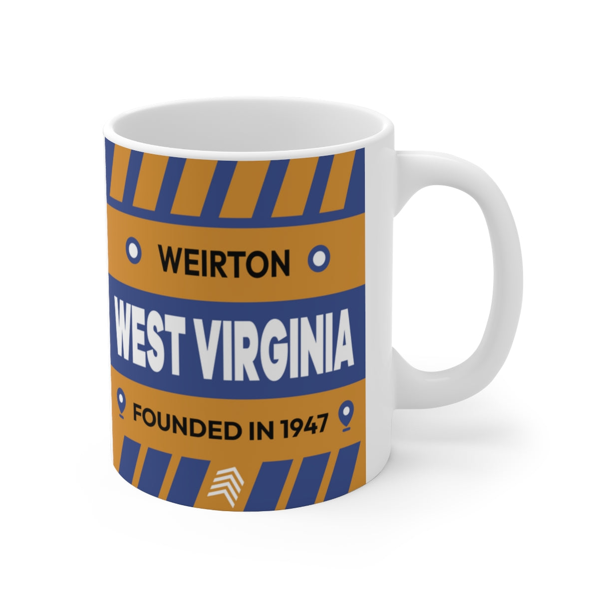 11oz Ceramic mug for Weirton, West Virginia Side view