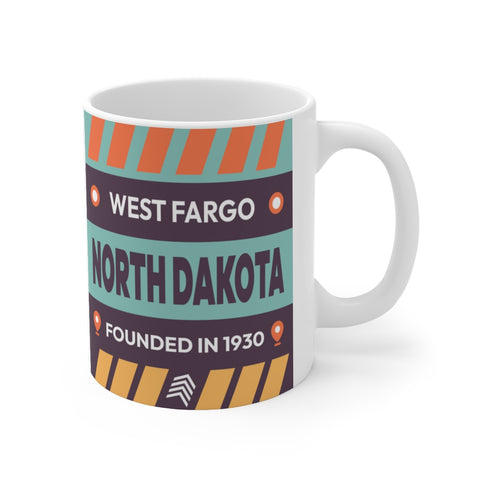 11oz Ceramic mug for West Fargo, North Dakota Side view