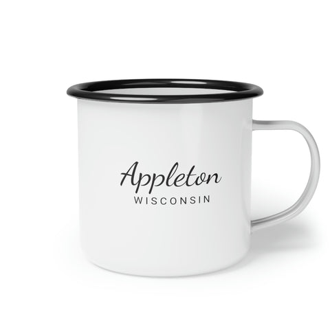 12oz enamel camp cup for Appleton, Wisconsin Side view