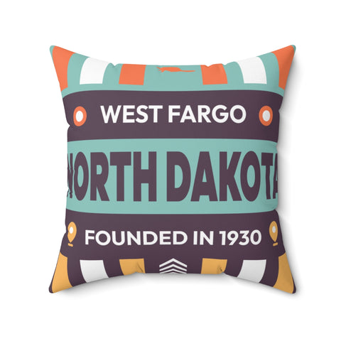20"x20" pillow design for West Fargo, North Dakota Top view.