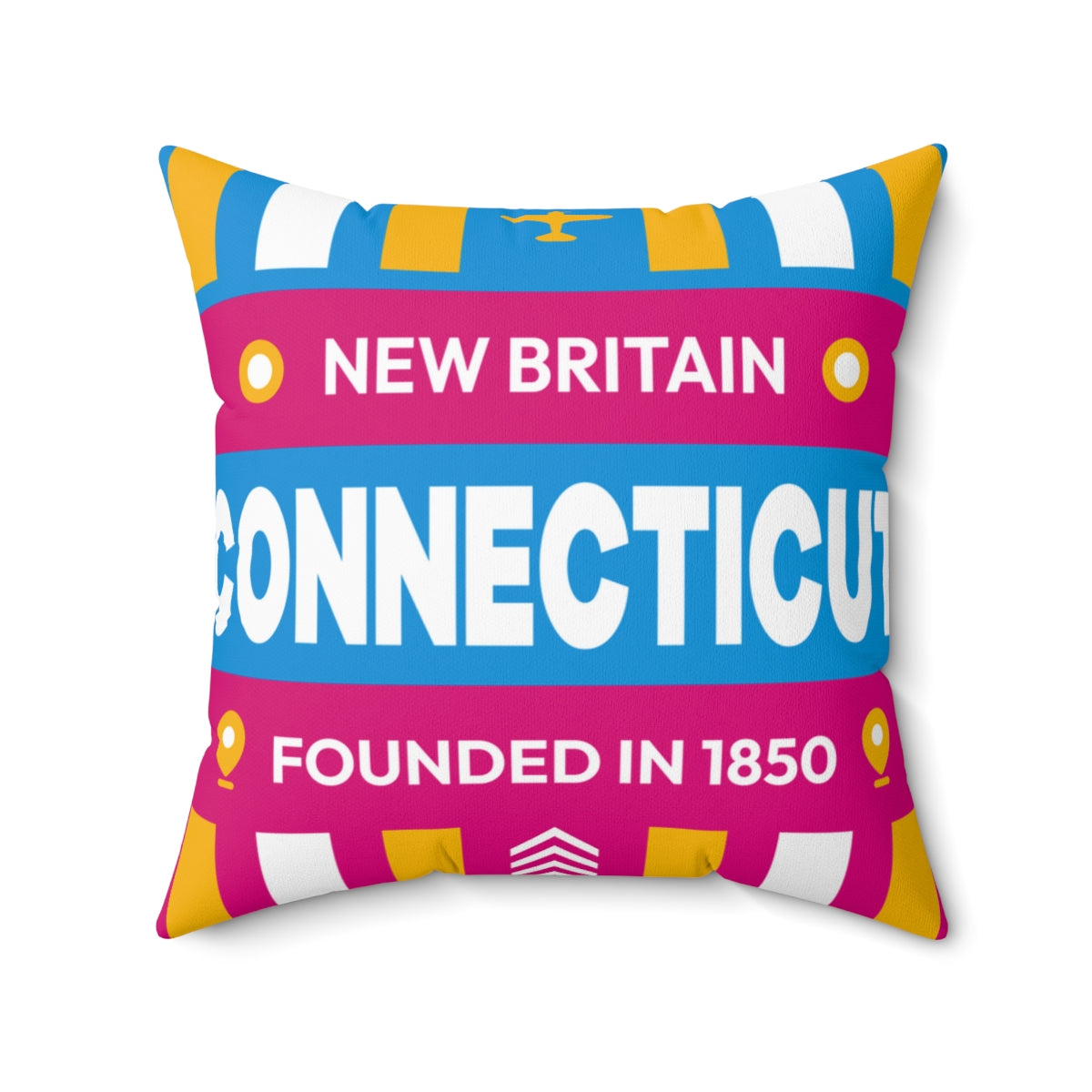 20"x20" pillow design for New Britain, Connecticut Top view.
