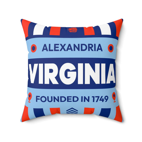 20"x20" pillow design for Alexandria, Virginia Top view.