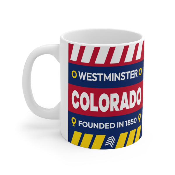 11oz Ceramic mug for Westminster, Colorado Side view