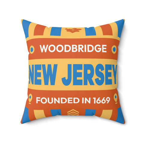 20"x20" pillow design for Woodbridge, New Jersey Top view.