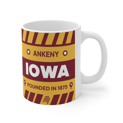 11oz Ceramic mug for Ankeny, Iowa Side view