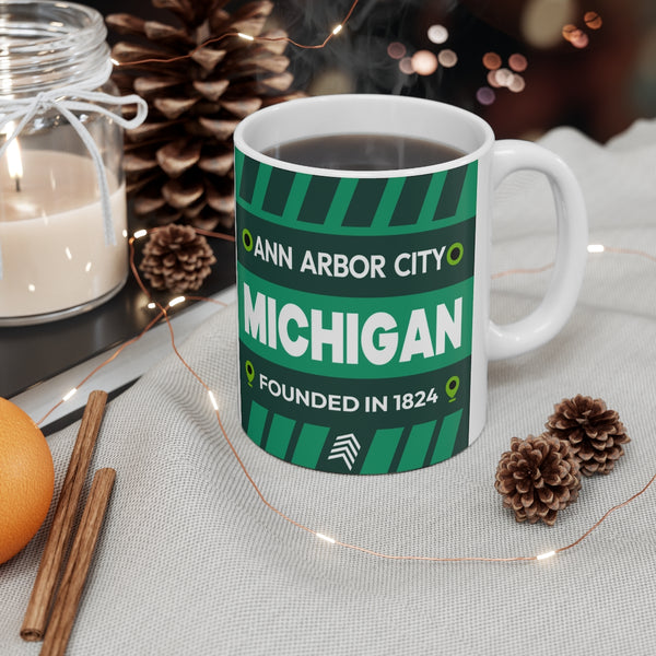 11oz Ceramic mug for Ann Arbor City, Michigan in context