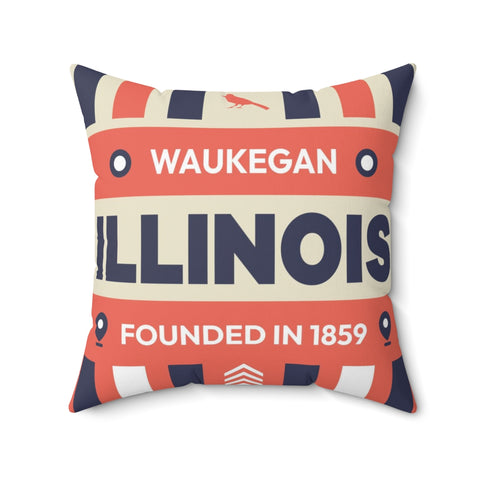 20"x20" pillow design for Waukegan, Illinois Top view.