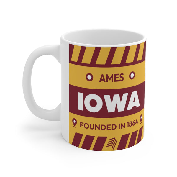 11oz Ceramic mug for Ames, Iowa Side view