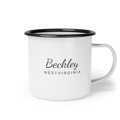 12oz enamel camp cup for Beckley, West Virginia Side view