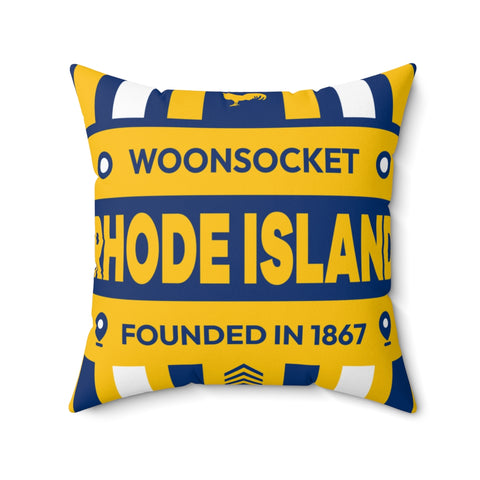 20"x20" pillow design for Woonsocket, Rhode Island Top view.