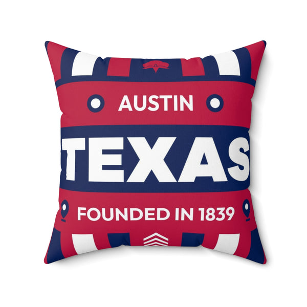 20"x20" pillow design for Austin, Texas Top view.